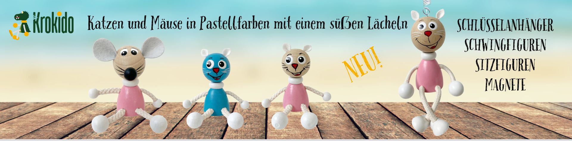 Schwingfiguren von KROKIDO - Schlüsselanhänger und Magnete, Schwingfiguren Maus, Katze