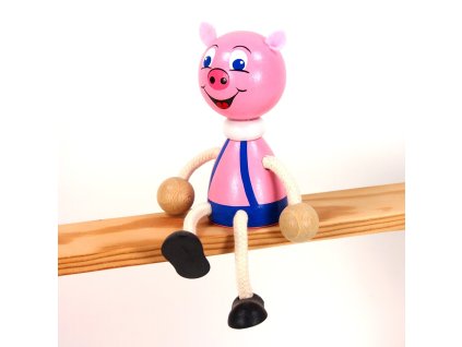 pig wooden sitting figure