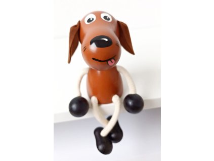 Brown dog handpainted wooden figure