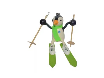 wooden figure christmas pinguin on ski