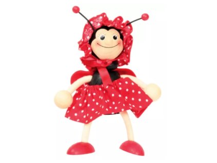 ladybird with funny hat wooden springy doll