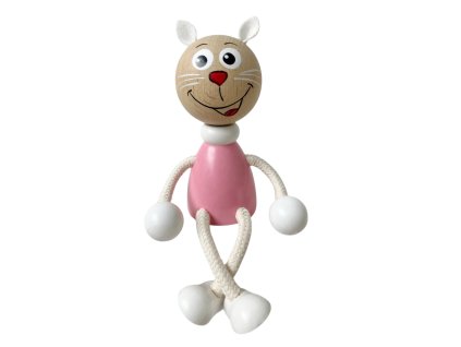 wooden figure pink cat