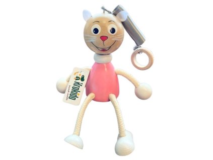 Pink cat wooden bouncing figure